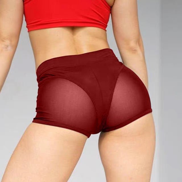 Sexy mesh sports yoga underwear stretch bottoming shorts - BabyFansBabyFans