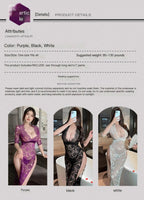 Sexy lace seduction see - through maxi skirt hot side slit slim uniform pajamas - BabyFansBabyFans