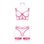 Sexy thin mesh see through lingerie three piece set - BabyFansBabyFans