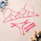 Sexy thin mesh see through lingerie three piece set - BabyFansBabyFans