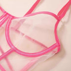Sexy thin mesh see through lingerie three piece set - BabyFansBabyFans