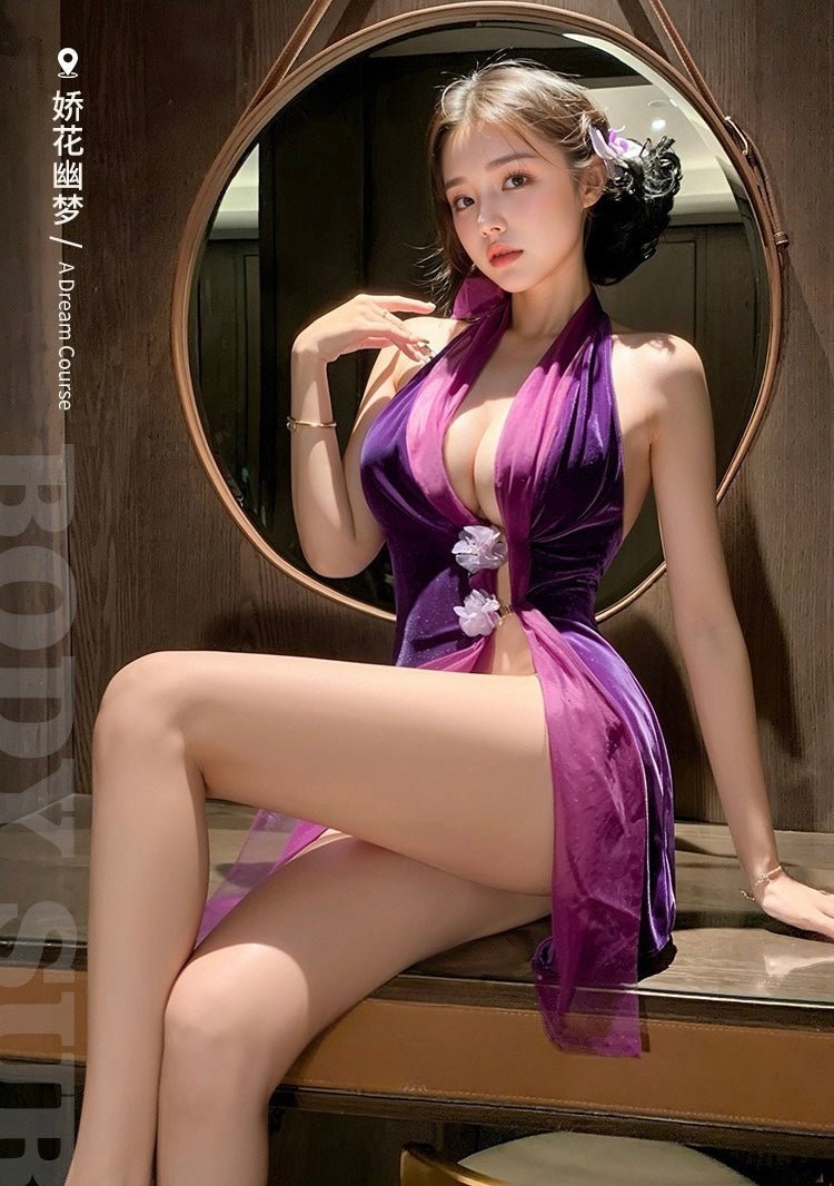 Velvet lady cheongsam, pure desire bare back - BabyFansBabyFans