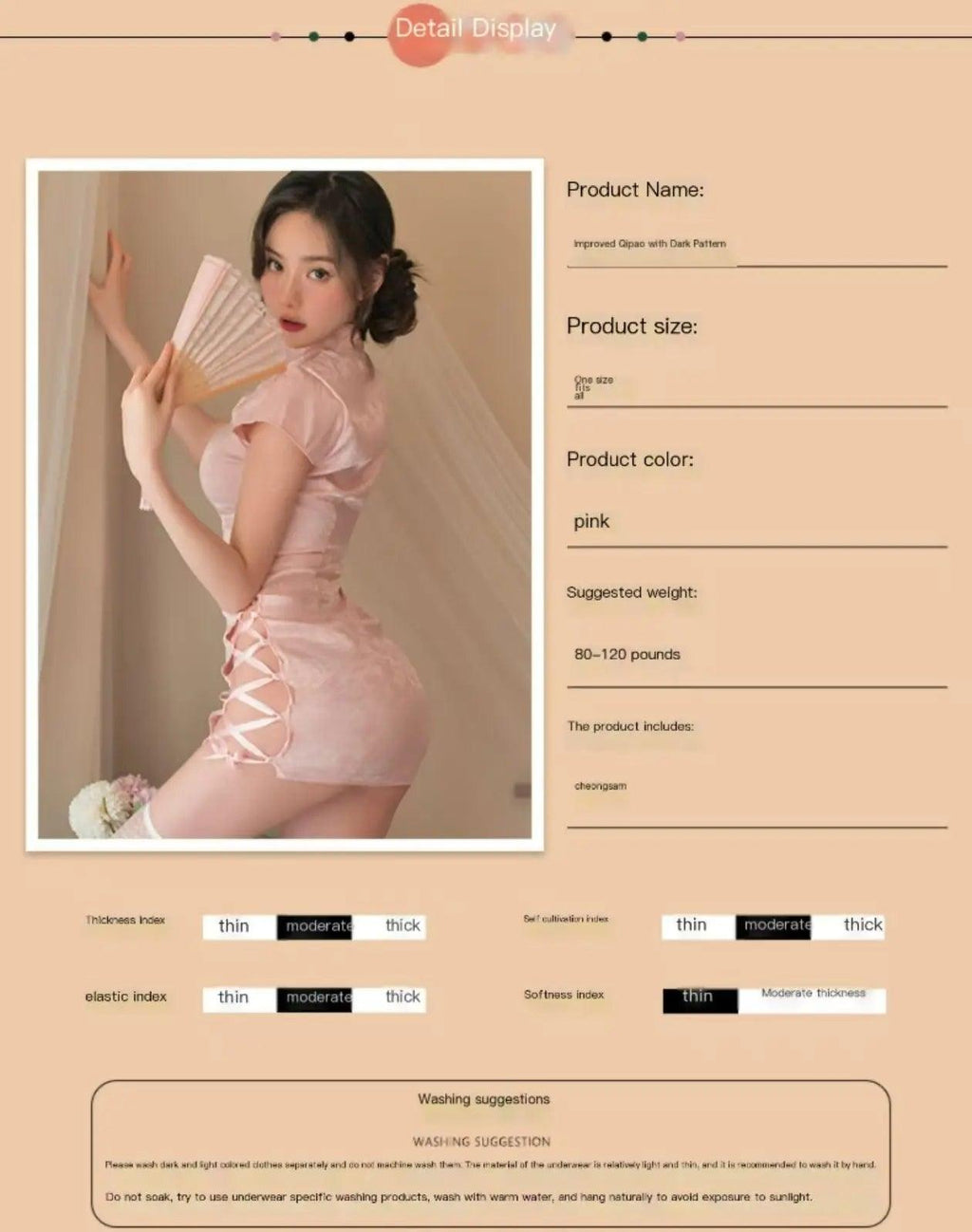 Vintage jacquard sexy classical cheongsam uniform seduction pajamas hot passion set - BabyFansBabyFans