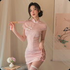 Vintage jacquard sexy classical cheongsam uniform seduction pajamas hot passion set - BabyFansBabyFans